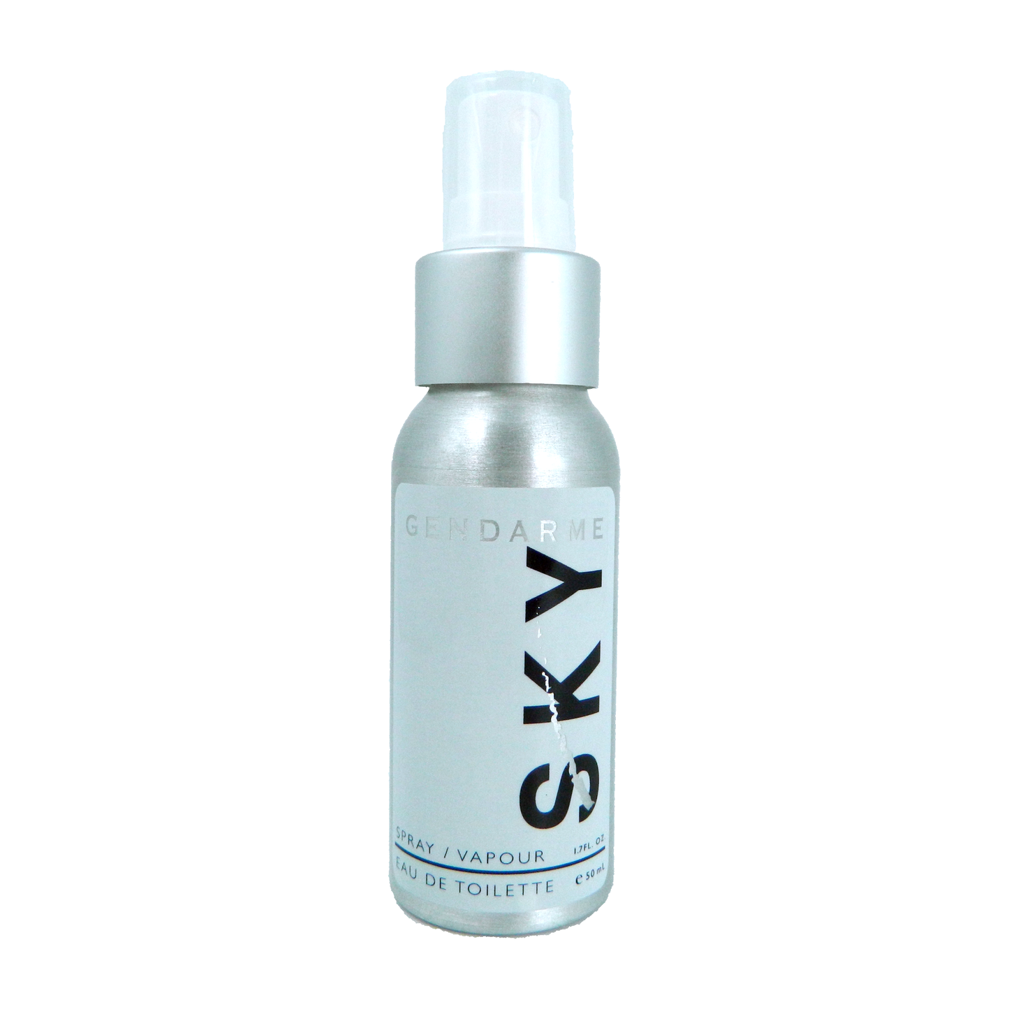 1.7oz Silver spray bottle labeled 'SKY' on a white background
