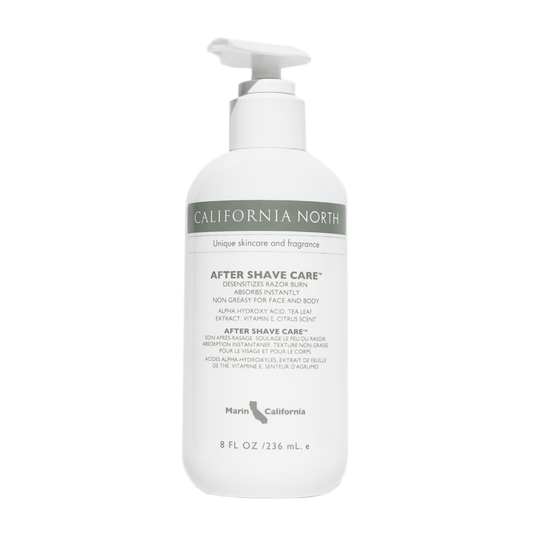 After shave solution in   White pump bottle with text and product information 