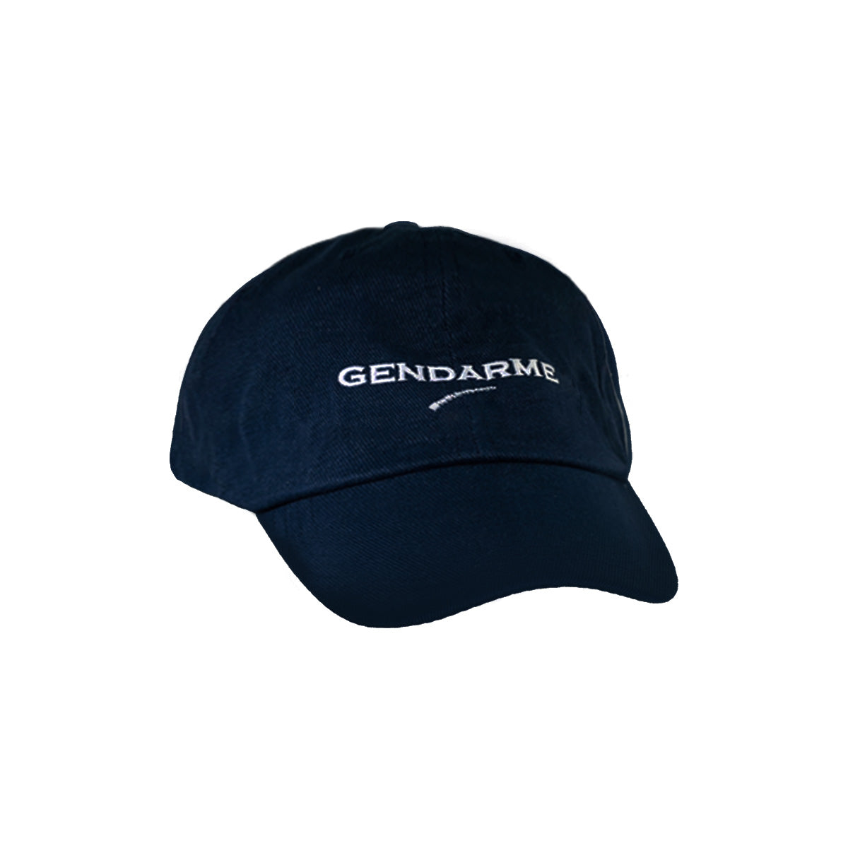 Navy blue cap with 'Gendarme' logo on a white background